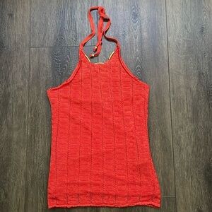 GUESS Nola Crochet Halter Top Size SM